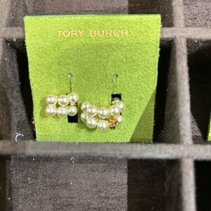 Tory Burch gold-tone pearl pave pearl earrings gold color small
